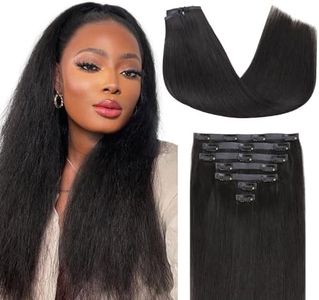 Lashey Seamless Clip in Hair Extensions 20 Inch 110g 7pcs Yaki Straight Clip in Hair Extensions Human Hair Natural Black Extensions Remy Hair Extensions Clip in Human Hair