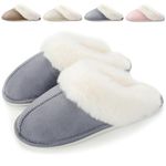 BHFRGAS Slippers Women Comfy Ladies Slippers Non-Slip Warm Womens Slippers with Memory Foam Fluffy Fuzzy Soft Winter House Slippers for Outdoor Indoor，Grey，6-7 UK