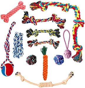 SHCNSJC Juguetes para Perros, Cuerda de dentición para Cachorros, Juguete masticable para Perros pequeños, Indestructible para el aburrimiento, Pelota Grande y Resistente en una Cuerda, Juguete