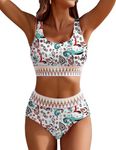 AI'MAGE Womens High Waisted Bathing Suit 2 Piece Athletic Swimsuits Push Up Scoop Neck Bikinis Sets