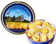 Danish Butter Cookies - Danish Butter Cookies in Festive Christmas Design Reusable Tin - 454g (16 Ounce) - Great Holiday Tin Gift (Windmill/Farm Design)