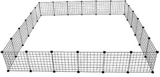 SPACE ORGANISER Pet Iron Mesh Cage - 24 Piece Irons Mesh Panels, DIY Small Animal Cage for Rabbit, Guinea Pigs, Puppy - Black