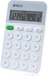 M&G Desk Calculator 12 Digit Calculator with Large LCD Display and Buttons, Automatic Sleep, Portable Cute Calculator for School Home Business Office, Battery Included (White)