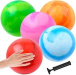 18 Inch Marbleized Bouncy Ball, 5 Pack Rubber Inflatable Kick Ball Water Ball, Bouncing Sensory Ball with Pump for Pool, Yoga, Park, Backyard, Beach, Playground, Indoor & Outdoor Game, Party Favors