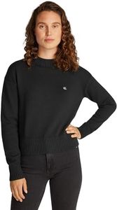 Calvin Klein Pull Femme Embro Badge Sweater Col Ras-du-Cou, Noir (Ck Black), XXL