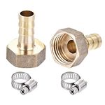 sourcing map Brass Barb Hose Fitting Connector Adapter 10mm Barbed x G1/2 Female Pipe with Hose Clamp 2Set