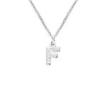 bifriend S925 Silver 26 Initial English Letter Crystal Chain Necklace For Women Girl Best Gift (F)