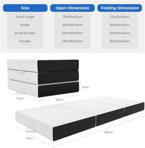 Vesgantti Double Folding Mattress – Portable Guest Bed, Foldable Foam