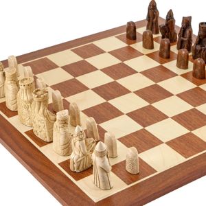 Isle of Lewis Large Chess Set – Mahogany Wood Board