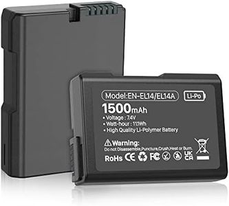 Batterie pour Nikon EN-EL14/EL14a, 1500mAh Batteries de Rechange pour Nikon D5600 D5100 D5200 D5300 D5500 D3100 D3200 D3300 D3400 D3500, Coolpix P7000 P7100 P7200 Appareils Photo (1 Paquets)