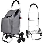 Kiffler Foldable Shopping Cart with Wheels, Stair Climbing Groceries Cart with Removable Waterproof Shopping Bag, Rolling Personal Handtruk, Large Capacity Utility Carts for Groceries (Grey)