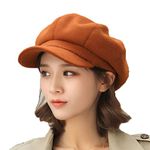 Ladies Hats Winter Beret, Newsboy Style Classic Solid Color Adjustable Wool Beanies Cap for Women (Khaki)