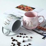 DITYA Enterprise Ceramic Coffee Mug -Mr N Mrs Round Mugs For Couples, Printed Coffee And Tea Ceramic Mug Perfect Wedding Gift Mug Set (Pack Of 2), 300 ML