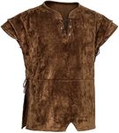 Men's Renaissance Pirate Vest Viking Costume Medieval Shirt Steampunk Lace-up Gothic Halloween Waistcoat, Z3080br, X-Large