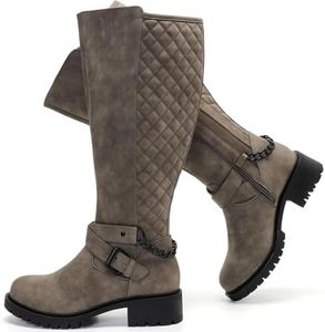 Luoika Women's Extra Wide Calf Knee High Boots, Wide Width Winter Tall Boots., Grey210701, 11.5 X-Wide