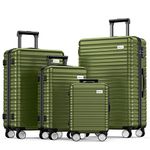 BEOW Luggage Sets 4-Piece (16/20/24/28)" Expandable Suitcases with Wheels PC+ABS Durable Hardside Luggage Clearance OliveGreen