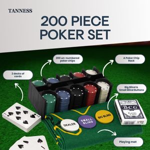Tanness 200-Piece Poker Set – Casino Chips, Cards & Case