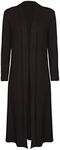 Shop Nova® Ladies Maxi Long Length Boyfriend Cardigan Collared Top Long Full Sleeve Floaty (Black, 26)