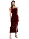 Vaararo Bodycon Party Dress for Women with Flattering Cut | Shiny Velvet Fabric Sleeveless Spaghetti Strap Stylish Casual Outfit Sporty Maroon Medium