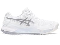 ASICS Women's Gel-Resolution 9 Tennis Shoes, 9.5, White/Pure Silver