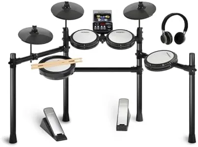 MOSEN Upgraded Electronic Drum Set with 3 Mesh Pads, 3 Cymbals, Mobile Stand & Headphones, 195+ Sounds, 32 Polyphony, Newly Update Module, Velocity Sensitive for Adults/Kids, Home Studio Practice Kit