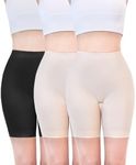 TIICHOO Womens Slip Shorts for Under Dresses High Waisted Anti Chafing Shorts Seamless Spandex Biker Shorts 3 Pack(Large, 1 Black+2 Nude)