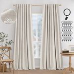 MIULEE 100% Blackout Curtains 84 inches Long, Linen Curtains for Bedroom Living Black Out Window Treatments Thermal Insulated Room Darkening Drapes Back Tab & Rod Pocket, Cream, 2 Panels