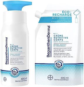 BepanthenDerma® Crème Nutritive Corps-Soin quotidien peaux sèches et sensibles- Hydrate immédiatement et jusqu'à 48H(1) -Beurre de karité, Huile d'argan- Eco recharge*'400ml + Flacon 400ml