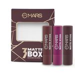 MARS Matte Box Set of 3 Lipsticks for Women | Long-Lasting | Smooth Finish | Moisturising | One Swipe Pigmentation (3x3.2 gm) (06-All Rounder)