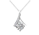 Krisah American Diamond Solitaire Pendant 1 Carat 6.5 Mm With Silver Chain For Womens