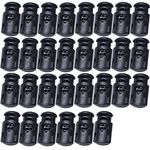 J.CARP 30Pcs Black Plastic Cord Locks End Spring Toggle Stopper, Single Hole Elastic Cord Adjuster, Suit for Drawstrings, Bags, Shoelaces, Clothing, Paracord, and more