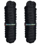 Amarine Made 3/8“ x 20 ft Dock Lines, 2 Pack of Double Braided Nylon Dock Lines with Loop 3300 lbs Breaking Strength (Eyelet: 10") Marine Mooring Rope Boat Dock Lines Working Load Limit:660 lbs Black