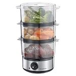 Russell Hobbs 3 Tier Electric Food Steamer, 7L, Stackable baskets for easy storage, Dishwasher safe BPA free baskets, Rice bowl inc, 60 min timer, Healthy eating, Energy saving, 400W, 14453