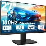 KOORUI 27 Inch FHD Monitor built-in speaker, IPS Computer Monitors, 100Hz, 4ms, 16:9 Full HD (1920 x 1080), VESA Mountable, HDMI/VGA, Low Blue Light, 99% SRGB