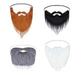 SUNTRADE 4 Pcs Fake Beards False Beards Funny Fake Mustache Fake Whisker for Halloween Costume Party