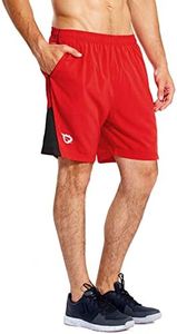 baleaf Men's 7" Running Shorts with Mesh Liner Zipper Pocket for Athletic Workout Gym Red Small