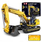 Mould King 13112 RC Excavator Building Set, 1830 Pieces Building Blocks APP Remote Control Truck Construction Vehicles Model with Motor, STEM Engineering Toys