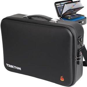 TRIKTON Hard-Shell Case XXL (17x13x6 in), Fire-Resistant Document Box with Lock (TSA-Accepted), Legal-Size Accordion File Organizer, Water-Resistant Hard Case, Shoulder Strap, Fits 16″ Laptops (Black)