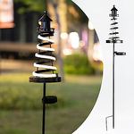 Suyorpe - Solar Garden Lights - Lighthouse Decorations - Outdoor Waterproof - Solar Lights Metal Stake Lights Art Decor for Lawn, Patio, Yard,Backyard（4.72 x 4.72 x 35.43 inches）