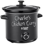 Russell Hobbs Chalkboard 3.5L Electric Slow Cooker - Cooks upto 4 portions, 3 heat settings, high/low/keep warm, Removable ceramic pot for easy cleaning, Glass lid, Energy saving, 200W, 24180