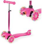 Best Choice Products Kids Mini Kick Scooter Toy w/ Light-Up Wheels, Height Adjustable T-Bar, Foot Break - Light Pink