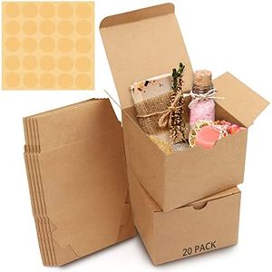 Belle Vous Cajas de cartón Kraft Marrón (Pack de 20) - Medidas 12 x 12 x 9 cm - Caja Kraft de Fácil Ensamblado - Cajas Automontables - Cajitas para Regalos de Fiesta, Cumpleaños, Bodas, Presentes
