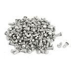 Sourcingmap 200pcs M2 x 5mm Knurled Shank Round Head Aluminum Solid Rivet Silver Tone