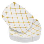 STACKABLES ~ 20 Pack 10" Square Plates White Plate with Gold Design Multi-Use Hard Plastic Reusable Dinnerware Appetizer Salad & Dinner Plates (10" Plates)