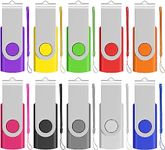 EASTBULL Memory Stick 2GB USB 10Pack, USB 2.0 Thumb Flash Drives Swivel Design Pen Memory Stick Fold Storage (10 Mixed Color With Lanyard)