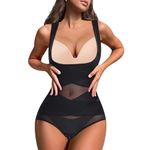 Chumian Bodysuit for Women Shapewear Waist Trainer Body Shaper Mesh Slimming Shaping Bodysuits Tummy Control Top (Black, 3XL)