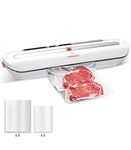 Vacuum Sealer, HOMEASY Food Vacuum Sealer Machine One-Touch Sealing for Dry Food Vacuum Sealing Machine with 10Pcs BPA-Free Seal Bags (White)