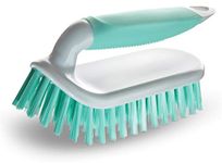 NCaan 2pk Deluxe Hand Scrubbing Brush Heavy Duty with Stiff Bristles & Non-Slip Soft Grip Handle-Household Cleaning Brush-Indoor & Outdoor, Bathroom, Kitchen, Carpet, Floor, Bath, Car (Mint Green, 2)