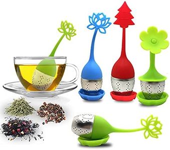 Infusore per tè con vassoio incluso set di 5, manico in silicone Sourceton IN ACCIAIO INOX filtro per tè filtro sciolto Steeper