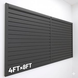 Ciweisah 8x4 FT Slat Wall Panels Garage Wall Organizer Tool Organizer Slat Board PVC Wall Panels Black Slatwall Garage Storage(Black, 8FTx4FT)